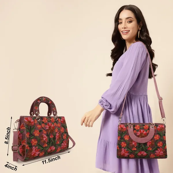 Pink_Leather_Gorgeous_Embroidery_Stylish_Design_Shoulder_Crossbody_Hobo_Handbag_For_Women