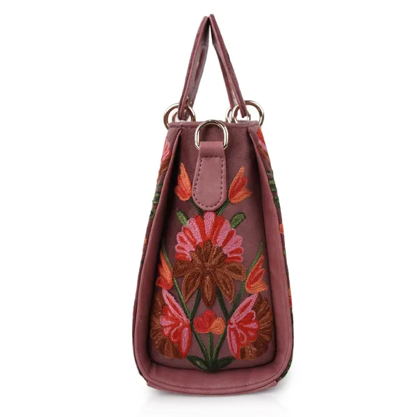 Pink_Leather_Gorgeous_Embroidery_Stylish_Design_Shoulder_Crossbody_Hobo_Handbag_For_Women