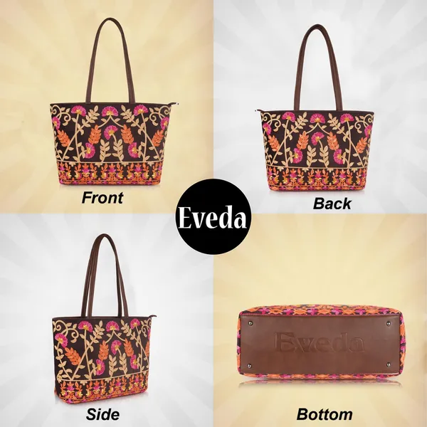 Brown_Leather_Gorgeous_Embrodeiry_Stylish_Design_Tote_Hobo_Handbag_For_Women