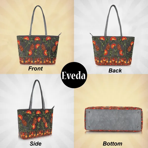 Grey_Leather_Gorgeous_Embrodeiry_Stylish_Design_Tote_Hobo_Handbag_For_Women