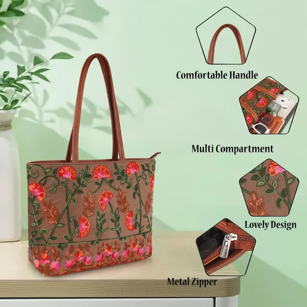 Tan_Leather_Gorgeous_Embrodeiry_Stylish_Design_Tote_Hobo_Handbag_For_Women