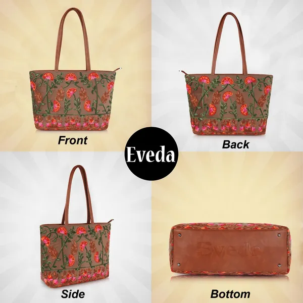 Tan_Leather_Gorgeous_Embrodeiry_Stylish_Design_Tote_Hobo_Handbag_For_Women