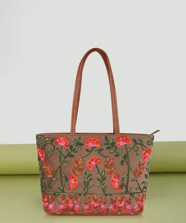 Tan_Leather_Gorgeous_Embrodeiry_Stylish_Design_Tote_Hobo_Handbag_For_Women