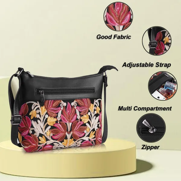Black_Leather_Gorgeous_Embroidered_Stylish_Design_Shoulder_Crossbody_Side_Sling_Bag_For_Women