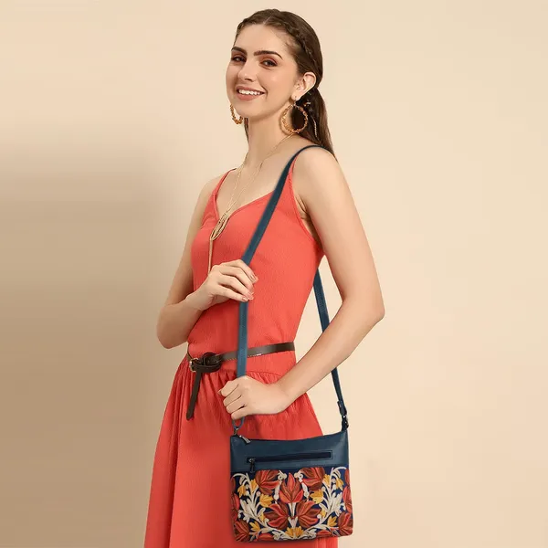 Blue_Leather_Gorgeous_Embroidered_Stylish_Design_Shoulder_Crossbody_Side_Sling_Bag_For_Women