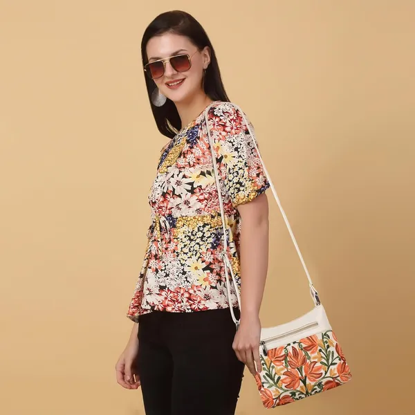 Cream__Leather_Gorgeous_Embroidered_Stylish_Design_Shoulder_Crossbody_Side_Sling_Bag_For_Women