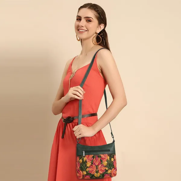 Green_Leather_Gorgeous_Embroidered_Stylish_Design_Shoulder_Crossbody_Side_Sling_Bag_For_Women