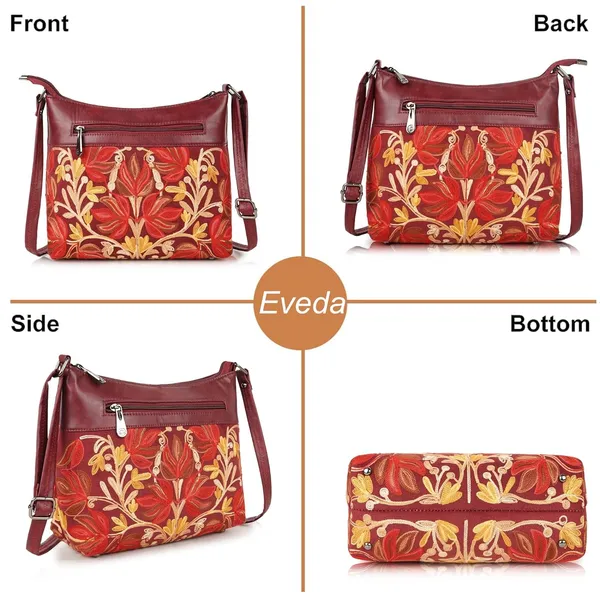 Maroon_Leather_Gorgeous_Embroidered_Stylish_Design_Shoulder_Crossbody_Side_Sling_Bag_For_Women