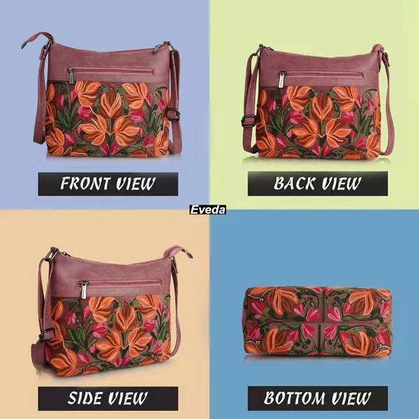 Pink_Leather_Gorgeous_Embroidered_Stylish_Design_Shoulder_Crossbody_Side_Sling_Bag_For_Women