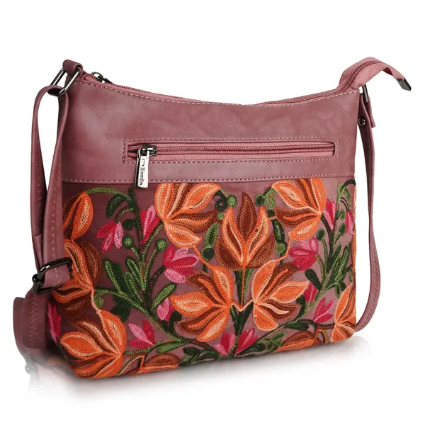 Pink_Leather_Gorgeous_Embroidered_Stylish_Design_Shoulder_Crossbody_Side_Sling_Bag_For_Women