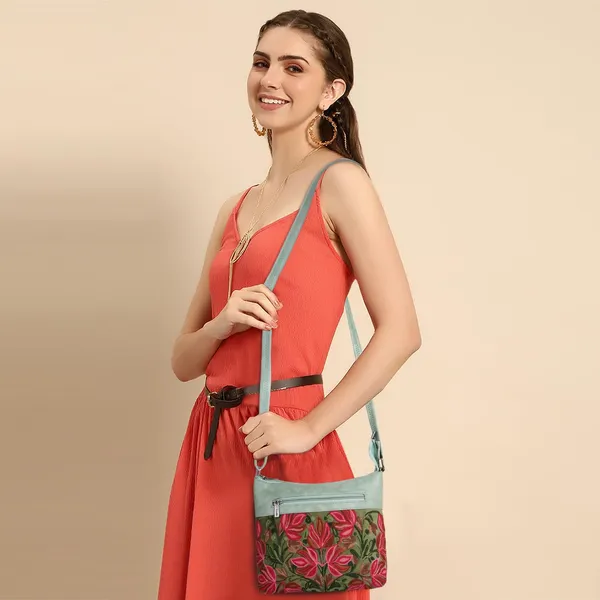 Sea_Green_Leather_Gorgeous_Embroidered_Stylish_Design_Shoulder_Crossbody_Side_Sling_Bag_For_Women