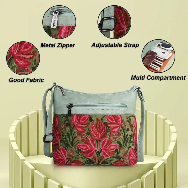 Sea_Green_Leather_Gorgeous_Embroidered_Stylish_Design_Shoulder_Crossbody_Side_Sling_Bag_For_Women