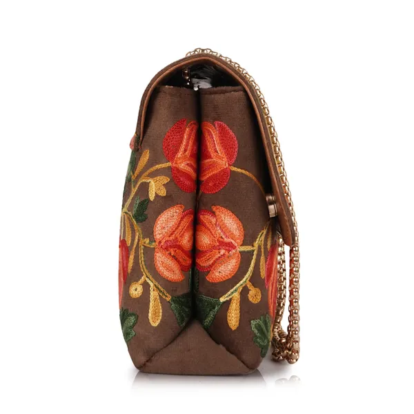 Grey_Leather_Stylish_Fancy_Gorgeous_Embroidered_Design_Crossbody_Gold_Chain_Side_Sling_Bag_For_Women