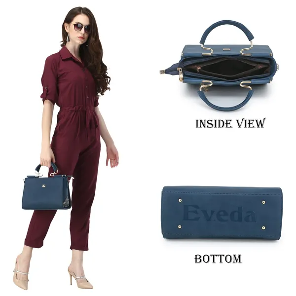Blue___Leather_Fancy_Medium_Satchel_Crossbody_Bag_Purse_Handbag_For_Women