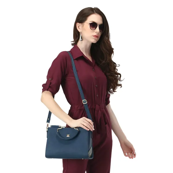 Blue___Leather_Fancy_Medium_Satchel_Crossbody_Bag_Purse_Handbag_For_Women