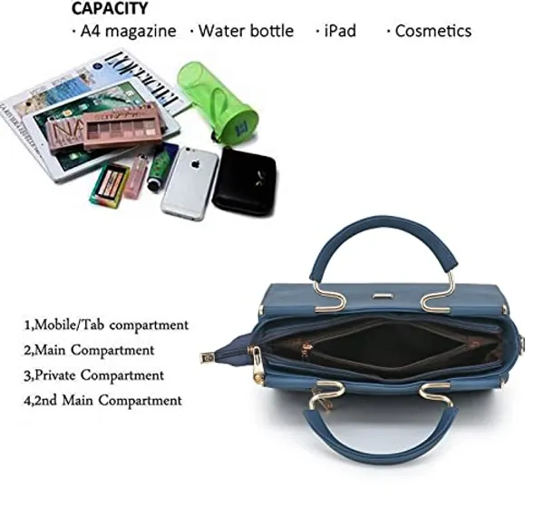 Blue___Leather_Fancy_Medium_Satchel_Crossbody_Bag_Purse_Handbag_For_Women