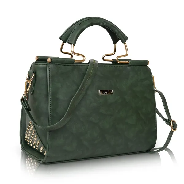 Green___Leather_Fancy_Medium_Satchel_Crossbody_Bag_Purse_Handbag_For_Women