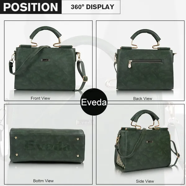 Green___Leather_Fancy_Medium_Satchel_Crossbody_Bag_Purse_Handbag_For_Women