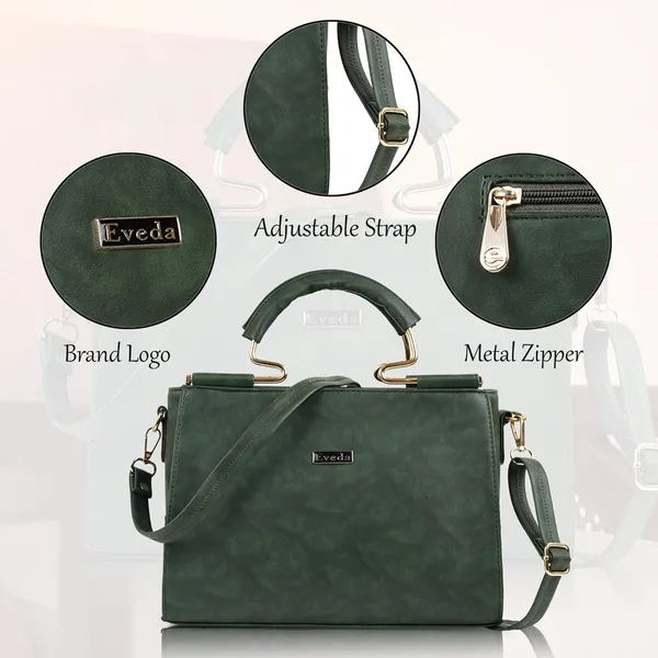 Green___Leather_Fancy_Medium_Satchel_Crossbody_Bag_Purse_Handbag_For_Women