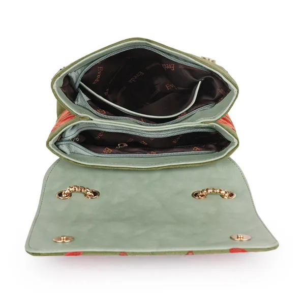 Green__Leather_Stylish_Fancy_Gorgeous_Embroidered_Design_Crossbody_Gold_Chain_Side_Sling_Bag_For_Women