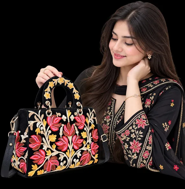 Black_Leather_Gorgeous_Embroidery_Stylish_Design_Shoulder_Crossbody_Hobo_Handbag_For_Women