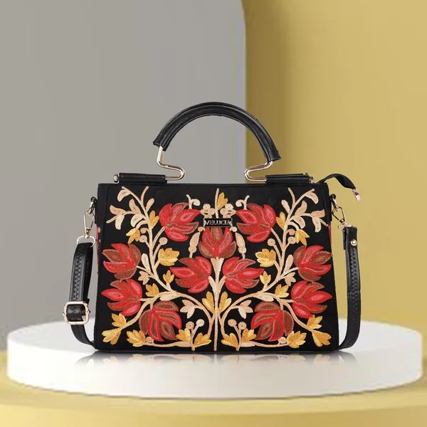 VELUCIA_Floral_Embroidered_Handbag,_Floral_Leather_Handle_and_Strap_(Black)