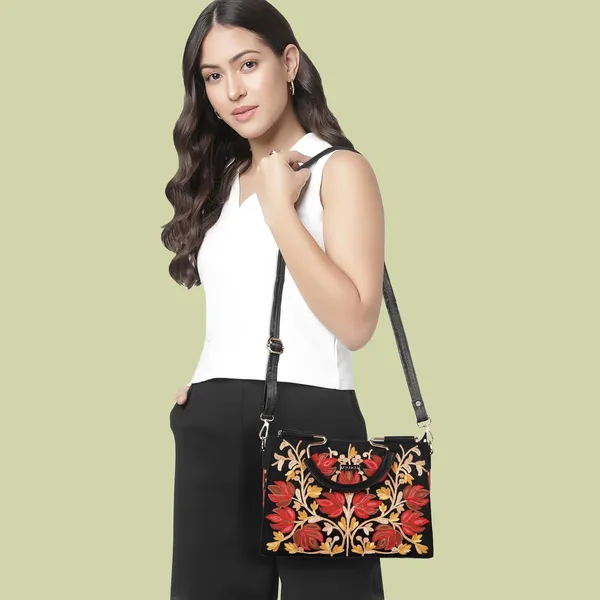 VELUCIA_Floral_Embroidered_Handbag,_Floral_Leather_Handle_and_Strap_(Black)