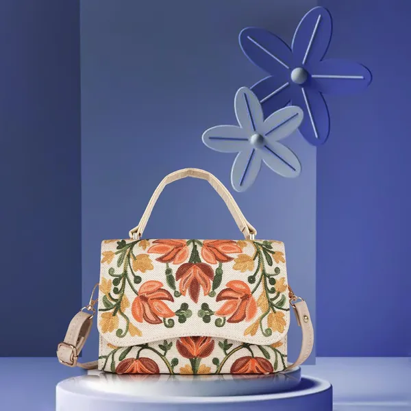 VELUCIA_Floral_Embroidered_Crossbody_Sling_Bag_with_Top_Handle,_Vintage_Style_Canvas_for_Women_(Beige)