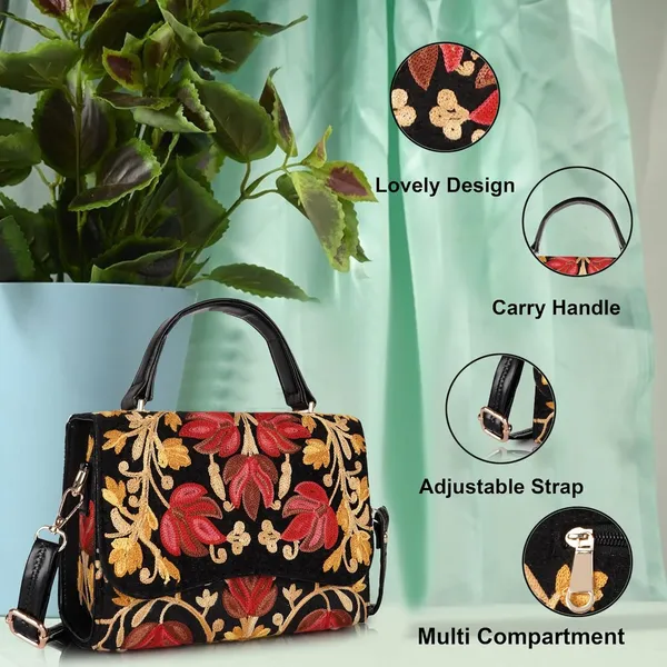 VELUCIA_Floral_Embroidered_Crossbody_Sling_Bag_with_Top_Handle,_Vintage_Style_Canvas_for_Women_(Black)
