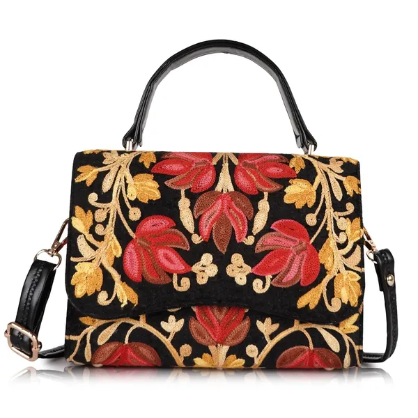 VELUCIA_Floral_Embroidered_Crossbody_Sling_Bag_with_Top_Handle,_Vintage_Style_Canvas_for_Women_(Black)