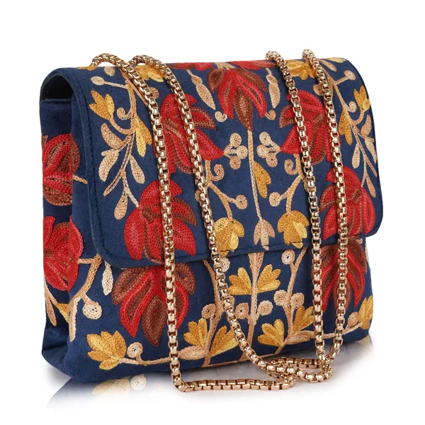 Pink_Leather_Stylish_Fancy_Gorgeous_Embroidered_Design_Crossbody_Gold_Chain_Side_Sling_Bag_For_Women