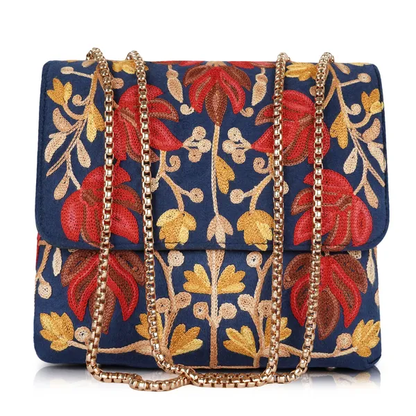 Pink_Leather_Stylish_Fancy_Gorgeous_Embroidered_Design_Crossbody_Gold_Chain_Side_Sling_Bag_For_Women