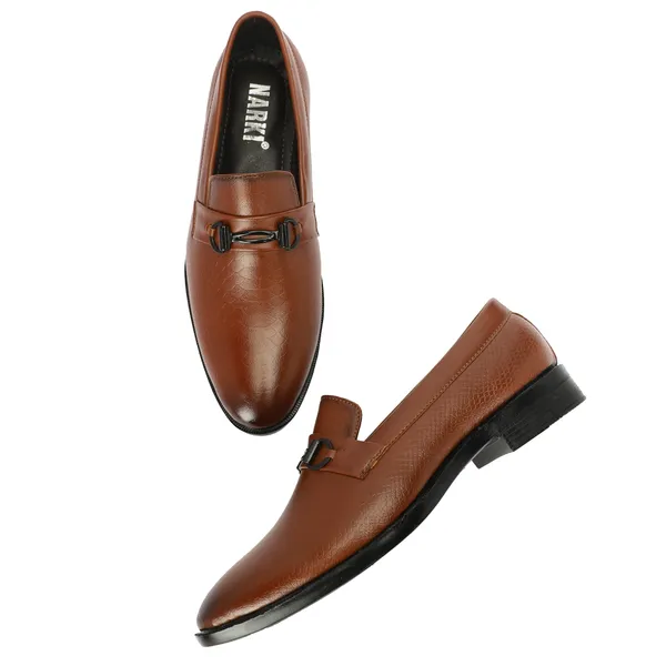 Tan_Synthetic_Leather_Horsebit_Loafers_For_Men