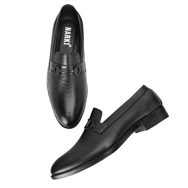 Black_Synthetic_Leather_Horsebit_Loafers_For_Men