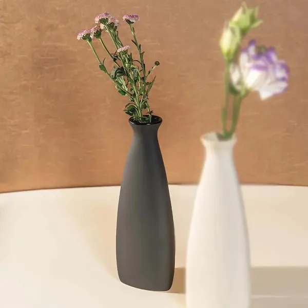 Black_Ceramic_Triangular_Bottle_Vase_Set_of_2_|_Modern_Decorative_Flower_Vases