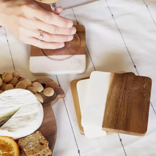 Handmade_Vintage_Wooden_&_Marble_Coaster_Set_of_4_|_White_&_Brown_Square_Drink_Coasters