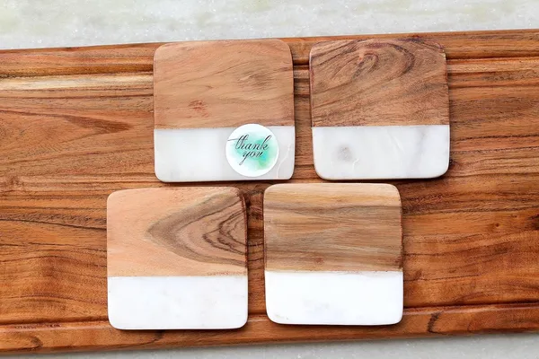 Handmade_Vintage_Wooden_&_Marble_Coaster_Set_of_4_|_White_&_Brown_Square_Drink_Coasters