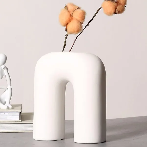Matte_White_Ceramic_U-Shape_Vase_|_Minimalist_Modern_Decorative_Flower_Vase