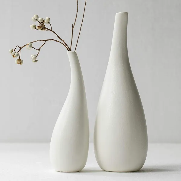 White_Ceramic_Wave_Vase_Set_of_2_|_Modern_Decorative_Flower_Vases_for_Living_Room_&_Bedroom