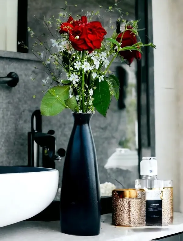 Matte_Black_Ceramic_Triangular_Bottle_Vase_Set_of_4_|_Modern_Decorative_Flower_Vases