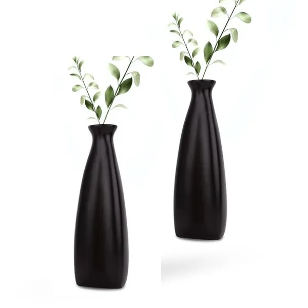 Matte_Black_Ceramic_Triangular_Bottle_Vase_Set_of_4_|_Modern_Decorative_Flower_Vases
