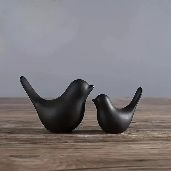 Black_Ceramic_Urban_Birds_Figurine_Set_of_2_|_Modern_Decorative_Showpieces_for_Home_&_Office