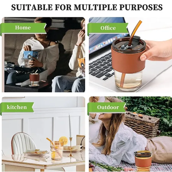 Glass_Sipper_Tumbler_Set_of_2_(435ml)_|_Leather_Grip_with_Lid_&_Straw_|_Reusable_Iced_Coffee_&_Juice_Mug