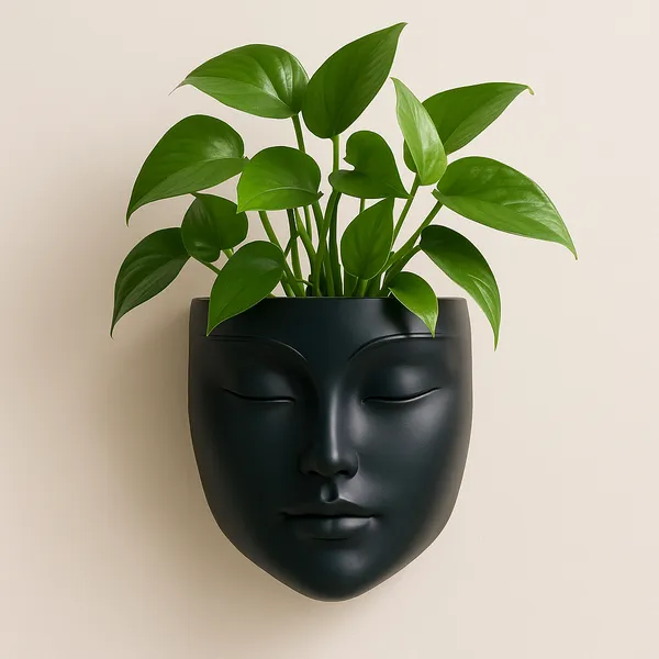 Black_Resin_Wall_Hanging_Lady_Face_Planter_|_Artistic_Decorative_Plant_Holder_for_Balcony_&_Garden