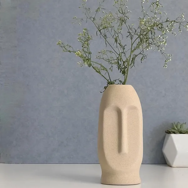 Matte_Black_&_Beige_Ceramic_Abstract_Face_Vase_Set_of_2_|_Modern_Decorative_Flower_Vases