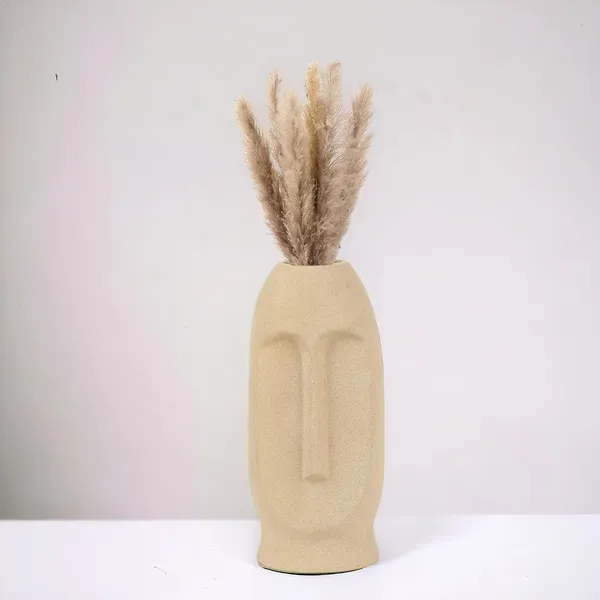 Matte_Black_&_Beige_Ceramic_Abstract_Face_Vase_Set_of_2_|_Modern_Decorative_Flower_Vases