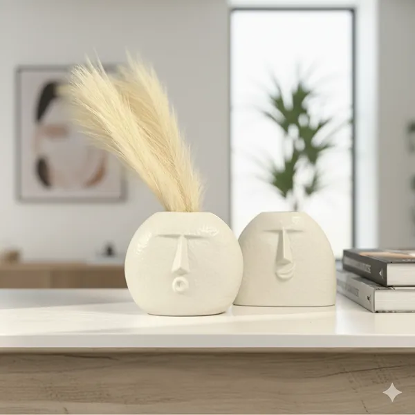White_Ceramic_Smirking_Face_Vase_|_Modern_Decorative_Flower_Vase_for_Home_&_Office