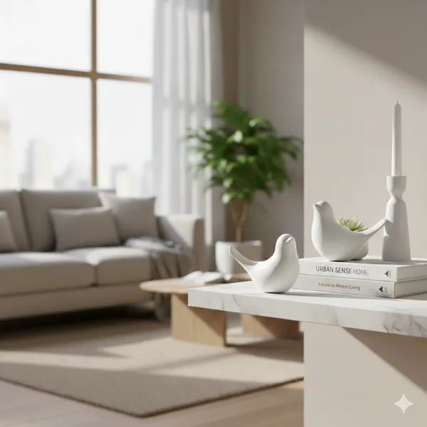 White_Ceramic_Birds_Urban_Tweets_Figurine_Set_of_2_|_Modern_Decorative_Showpieces