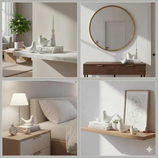White_Ceramic_Birds_Urban_Tweets_Figurine_Set_of_2_|_Modern_Decorative_Showpieces