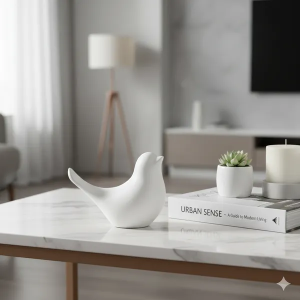 White_Ceramic_Birds_Urban_Tweets_Figurine_Set_of_2_|_Modern_Decorative_Showpieces